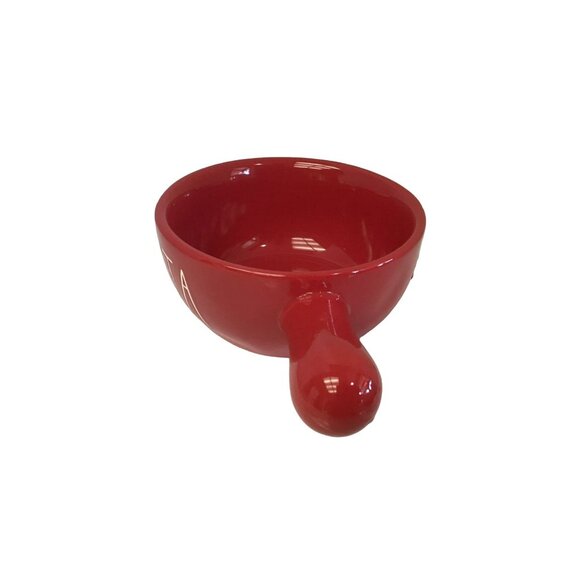 Rae Dunn by Magenta Red Soup Bowl with Handle Santa HO HO HO 5" x 3" Artisan Col - Picture 3 of 7